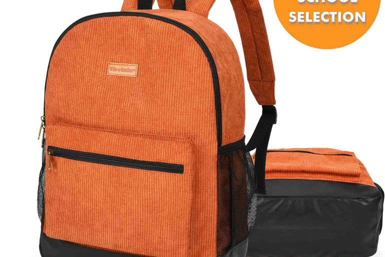 Tirrinia Classic Vintage Orange Corduroy Backpack - Luggage & Travel Accessories product photo