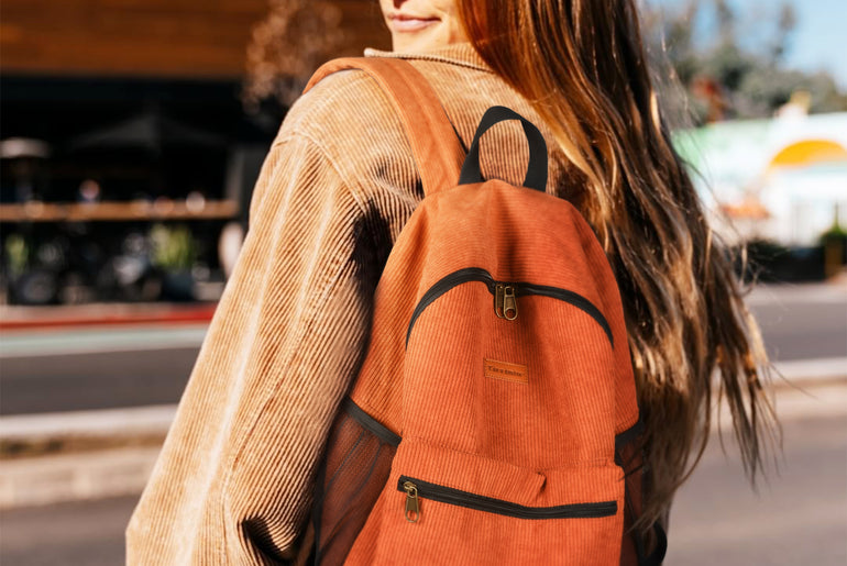 Tirrinia Classic Vintage Orange Corduroy Backpack product image 5