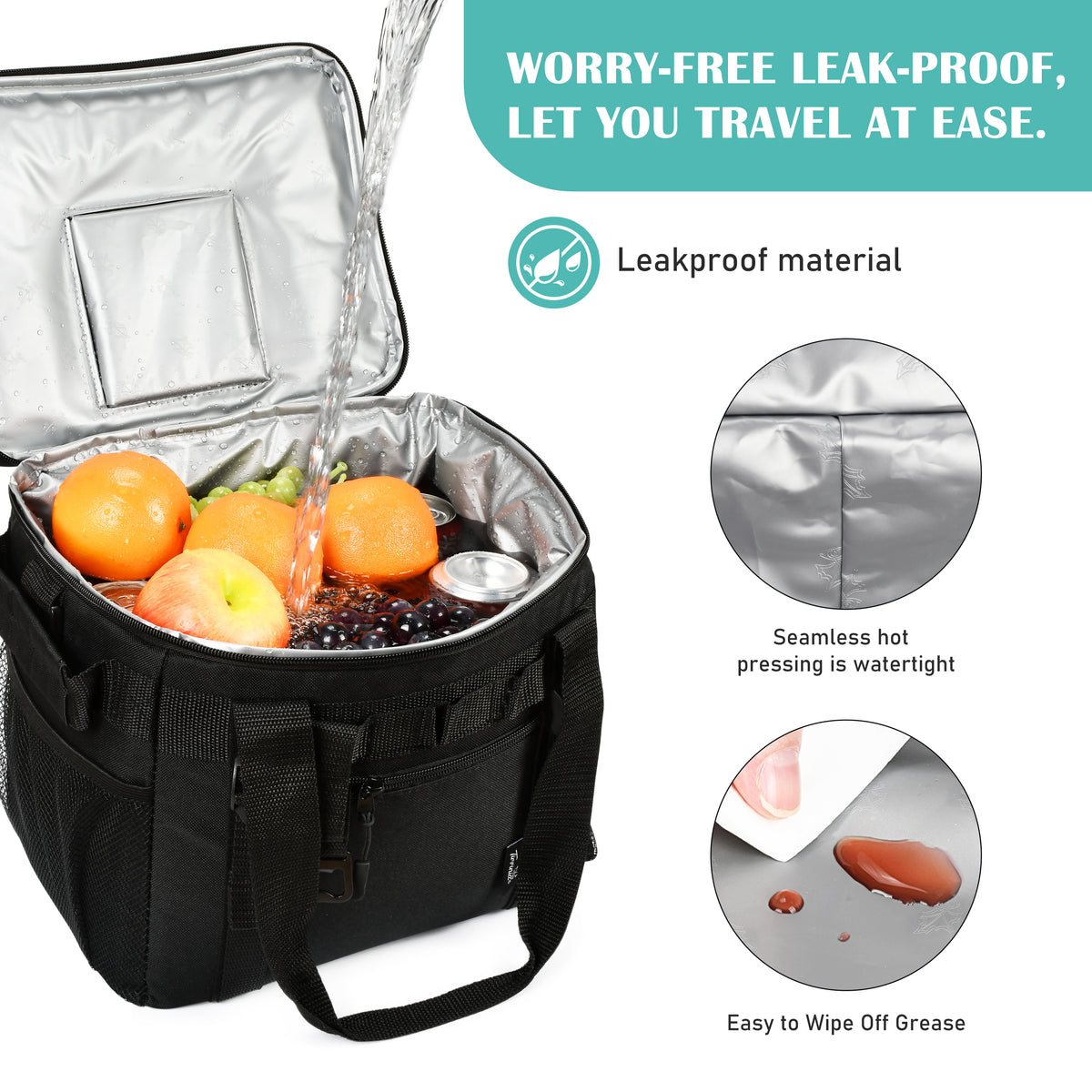 Tirrinia Quick-Access Cooler Bag with Velcro Top front view