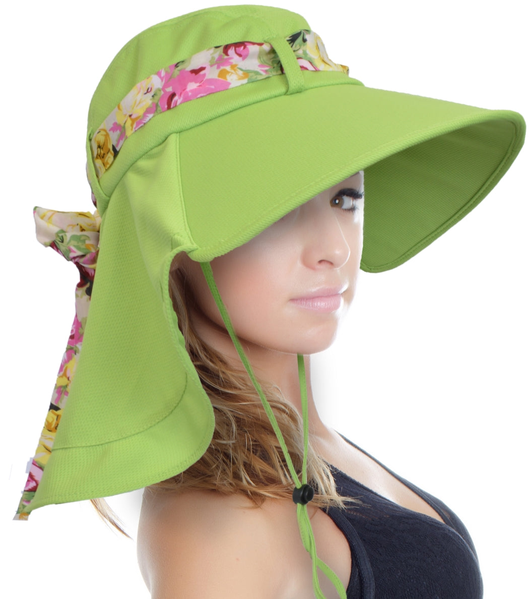 Tirrinia Women UPF50+ Sun Hat with Floral Ribbon