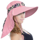 Tirrinia Women UPF50+ Sun Hat with Floral Ribbon