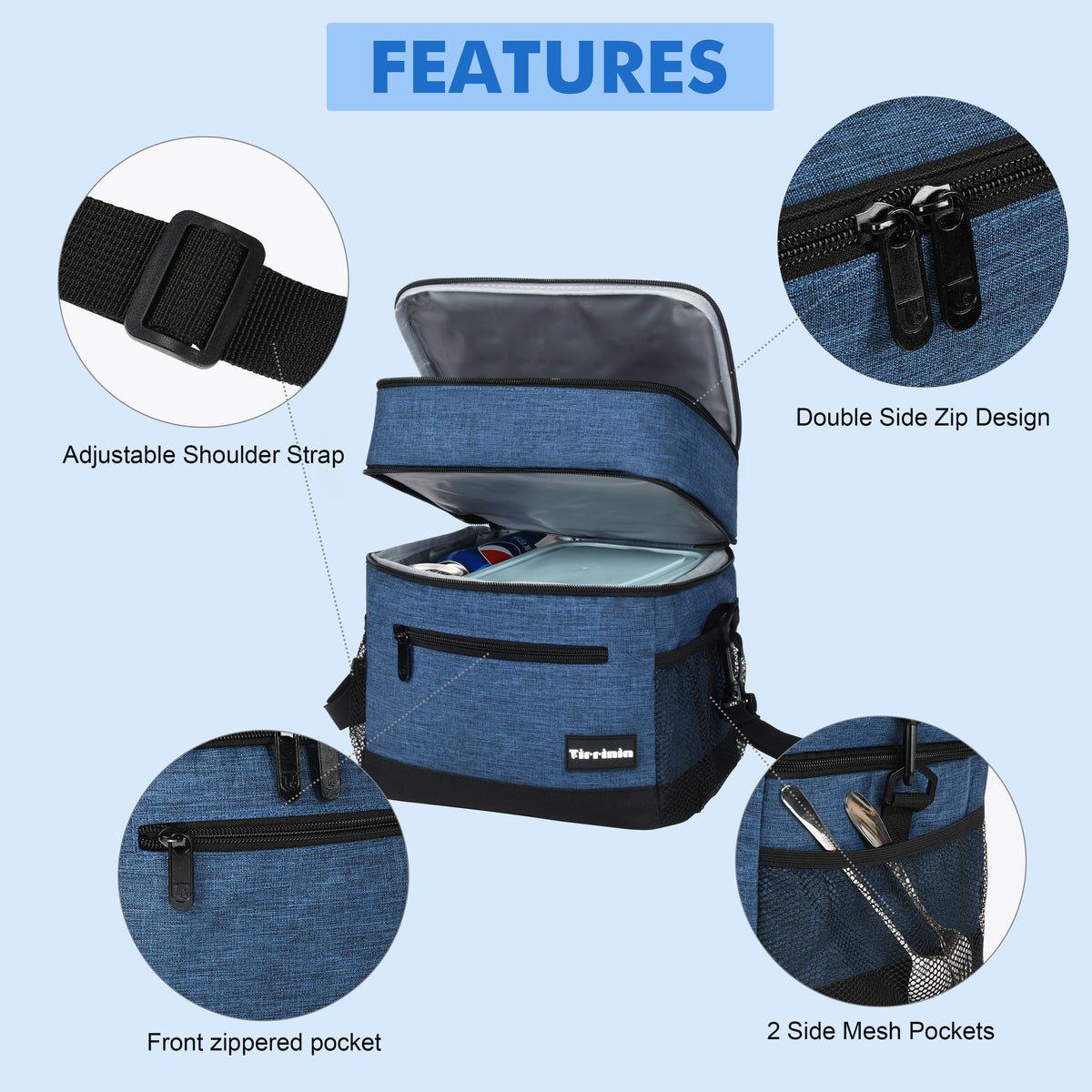 Tirrinia Large Double-Layer Insulated Lunch Bag