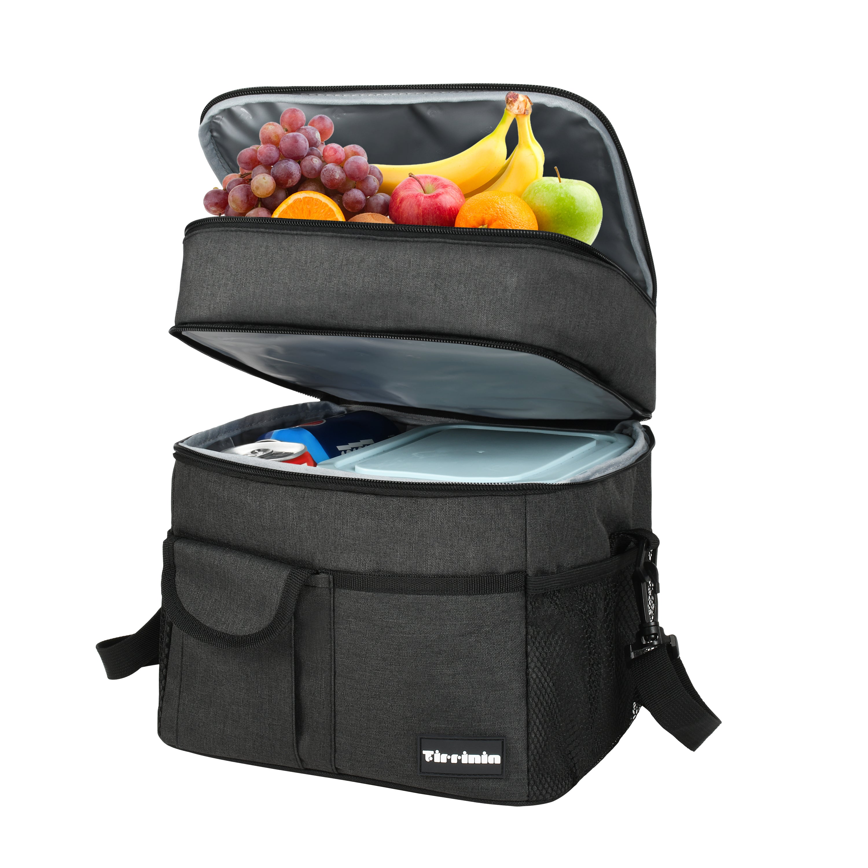 Tirrinia Large Double-Layer Insulated Lunch Bag with Pocket