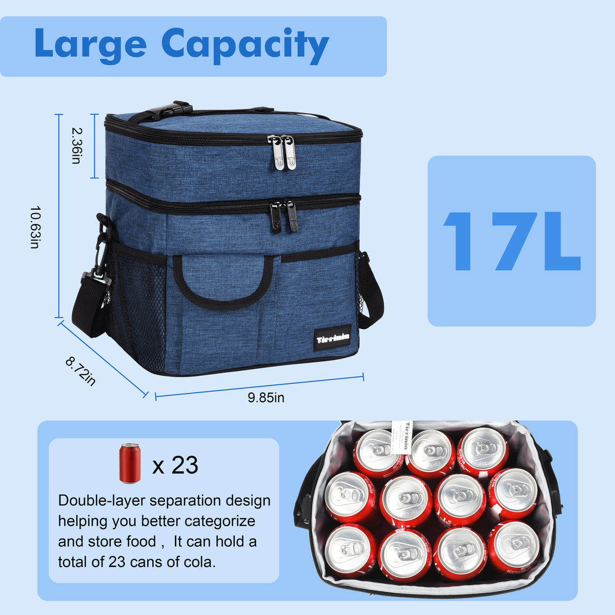 Tirrinia Large Double-Layer Insulated Lunch Bag with Pocket product image 15