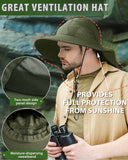 Tirrrinia Men's Wide Brim Sun Hat with Neck Flap