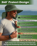 Tirrrinia Men's Wide Brim Sun Hat with Neck Flap
