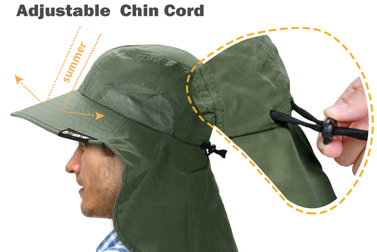 Tirrrinia Men's Wide Brim Sun Hat with Neck Flap