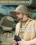 Tirrrinia Men's Wide Brim Sun Hat with Neck Flap