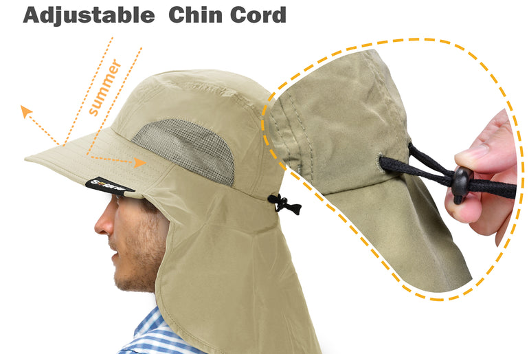 Tirrrinia Men's Wide Brim Sun Hat with Neck Flap