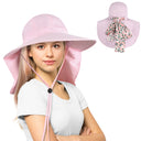 Tirrinia Women's Floral Ribbon Hat for Summer side view