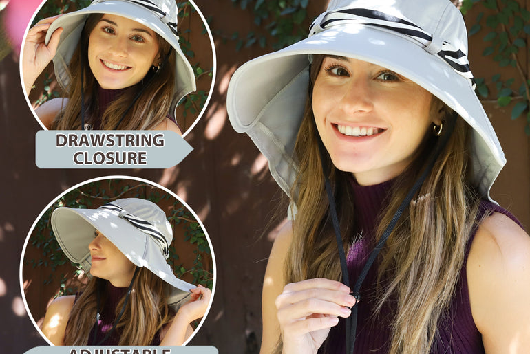 Tirrinia Women UPF50+ Sun Hat with Floral Ribbon