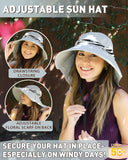 Tirrinia Women UPF50+ Sun Hat with Floral Ribbon