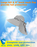 Tirrinia Women UPF50+ Sun Hat with Floral Ribbon