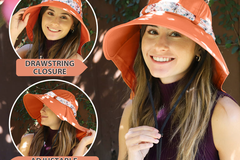 Tirrinia Women UPF50+ Sun Hat with Floral Ribbon