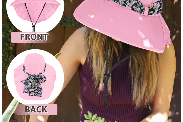Tirrinia Women UPF50+ Sun Hat with Floral Ribbon