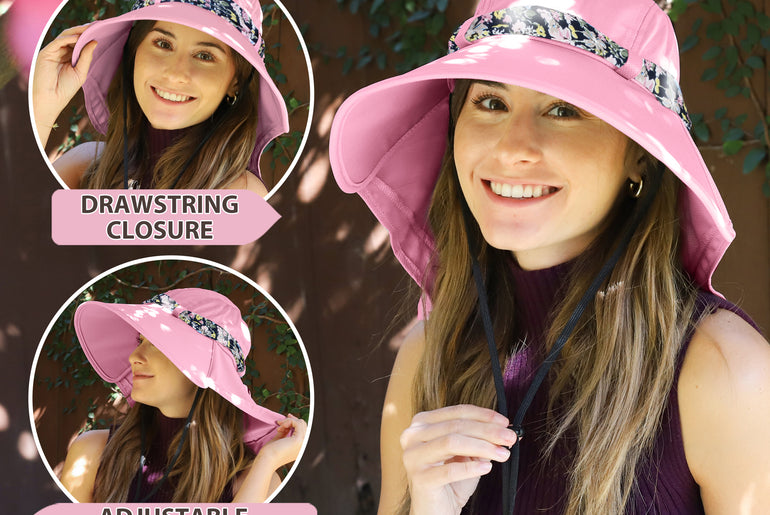 Tirrinia Women UPF50+ Sun Hat with Floral Ribbon