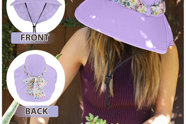 Tirrinia Women UPF50+ Sun Hat with Floral Ribbon
