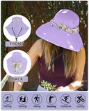 Tirrinia Women UPF50+ Sun Hat with Floral Ribbon
