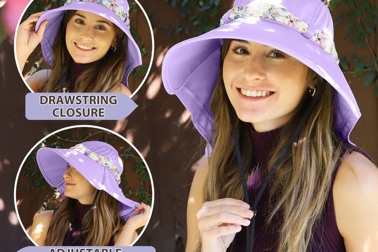 Tirrinia Women UPF50+ Sun Hat with Floral Ribbon