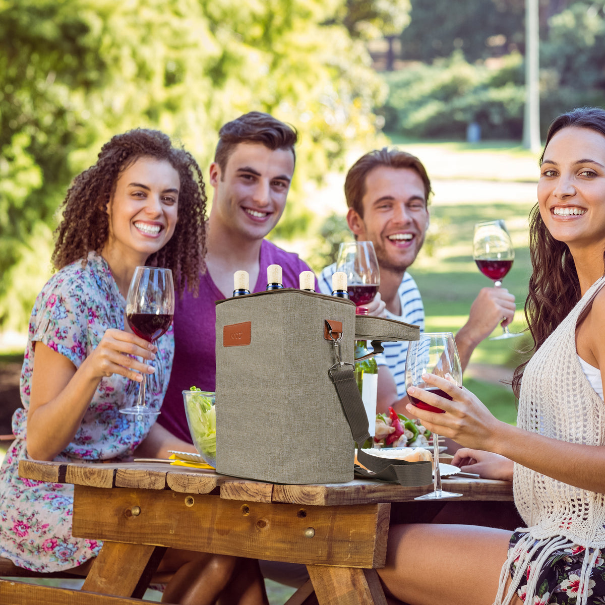 Tirrinia 4 Bottle Wine Cooler Tote Bag for Wine Travel