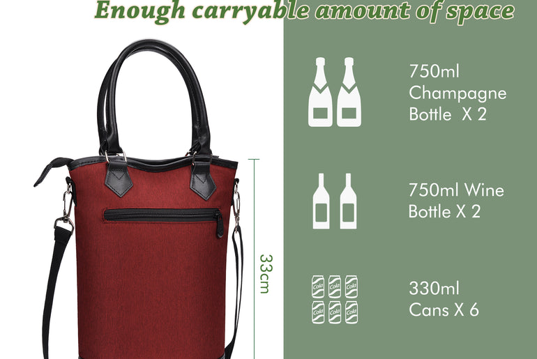 Tirrinia 2 Bottle Wine Gift Tote with Corkscrew for Outdoor