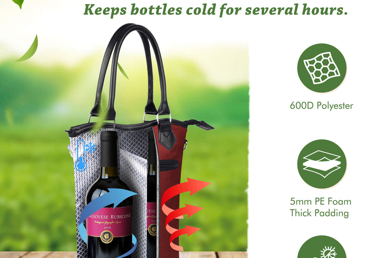 Tirrinia 2 Bottle Wine Gift Tote with Corkscrew for Outdoor