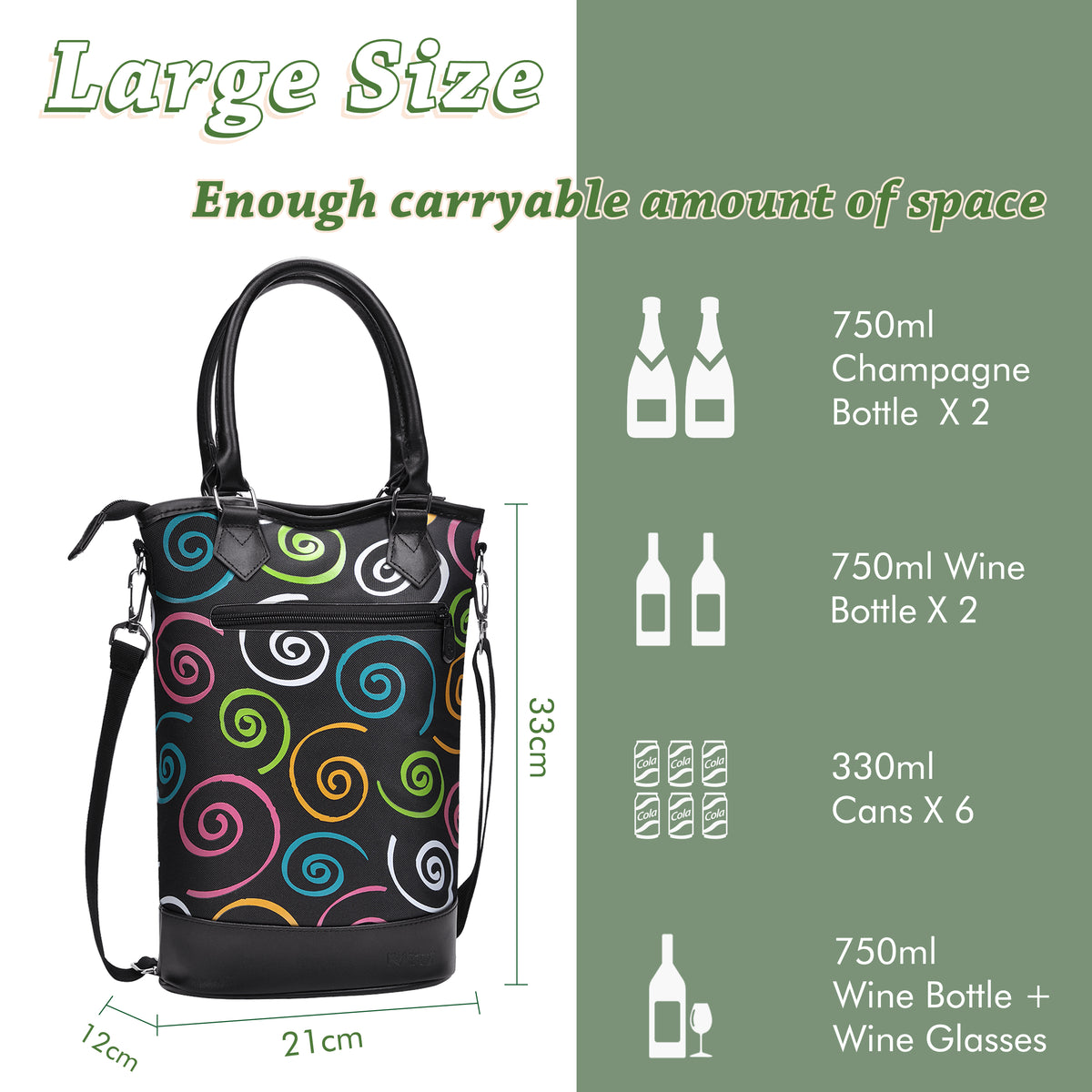 Tirrinia 2 Bottle Wine Gift Tote with Corkscrew for Outdoor