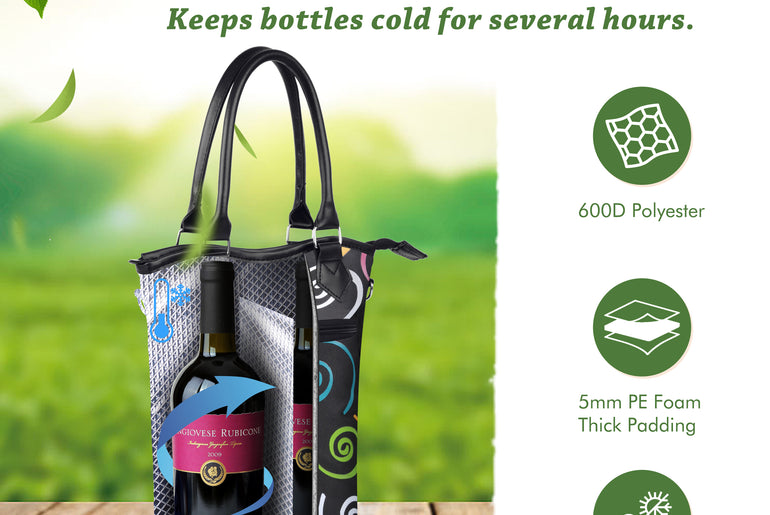 Tirrinia 2 Bottle Wine Gift Tote with Corkscrew for Outdoor