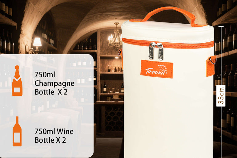Tirrinia 2 Bottle Insulated Wine Bag – Stylish Wine Tote for Travel, Picnic & Gifting back view