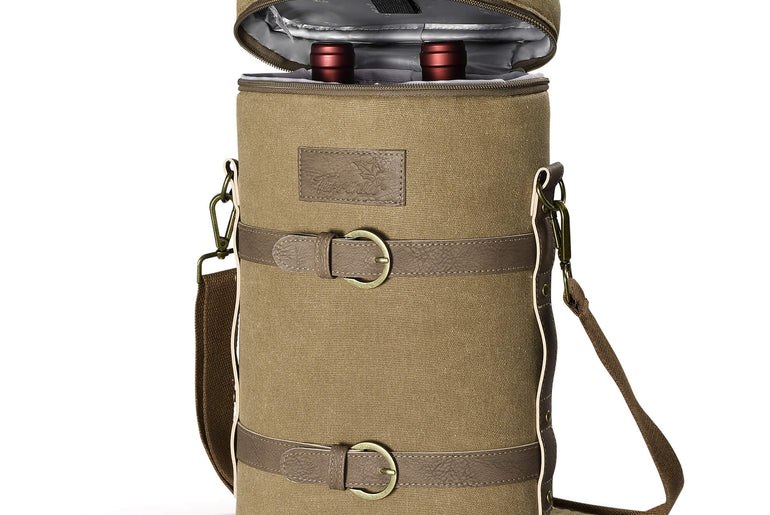 Tirrinia Vintage Canvas 2-Bottle Wine Tote — Rugged Style for Every Gathering -  product photo