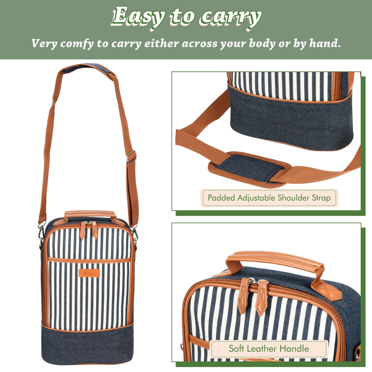Tirrinia 2 Bottle Wine Carrier Bag for Picnic product image 7