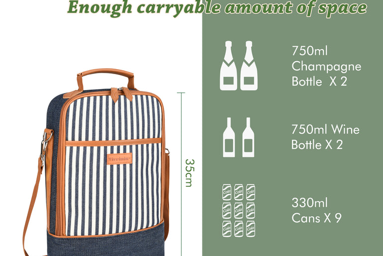 Tirrinia 2 Bottle Wine Carrier Bag for Picnic product image 23