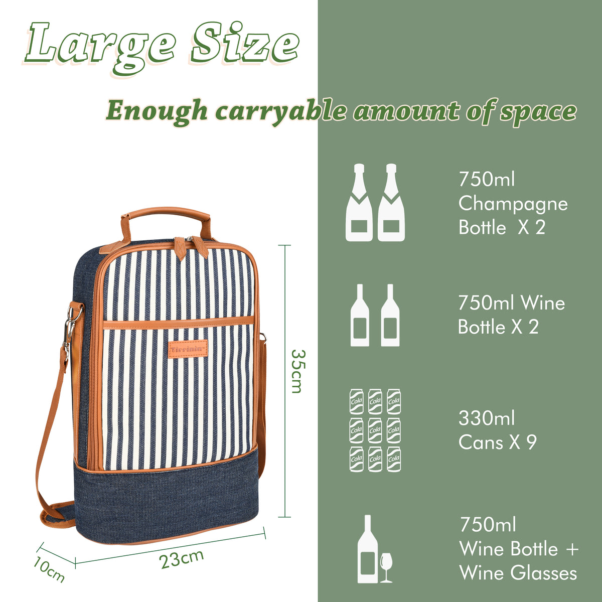 Tirrinia 2 Bottle Wine Carrier Bag for Picnic product image 23