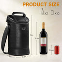 Tirrinia 2 Bottle Wine Carrier Bag, Insulated Wine Tote Cooler Bag with Shoulder Strap, for Travel, Picnic, BYOB & Christmas - Perfect Gift for Wine Lovers, Brown