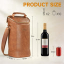 Tirrinia 2 Bottle Wine Carrier Bag, Insulated Wine Tote Cooler Bag with Shoulder Strap, for Travel, Picnic, BYOB & Christmas - Perfect Gift for Wine Lovers, Brown
