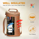 Tirrinia 2 Bottle Wine Carrier Bag, Insulated Wine Tote Cooler Bag with Shoulder Strap, for Travel, Picnic, BYOB & Christmas - Perfect Gift for Wine Lovers, Brown