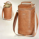 Tirrinia 2 Bottle Wine Carrier Bag, Insulated Wine Tote Cooler Bag with Shoulder Strap, for Travel, Picnic, BYOB & Christmas - Perfect Gift for Wine Lovers, Brown
