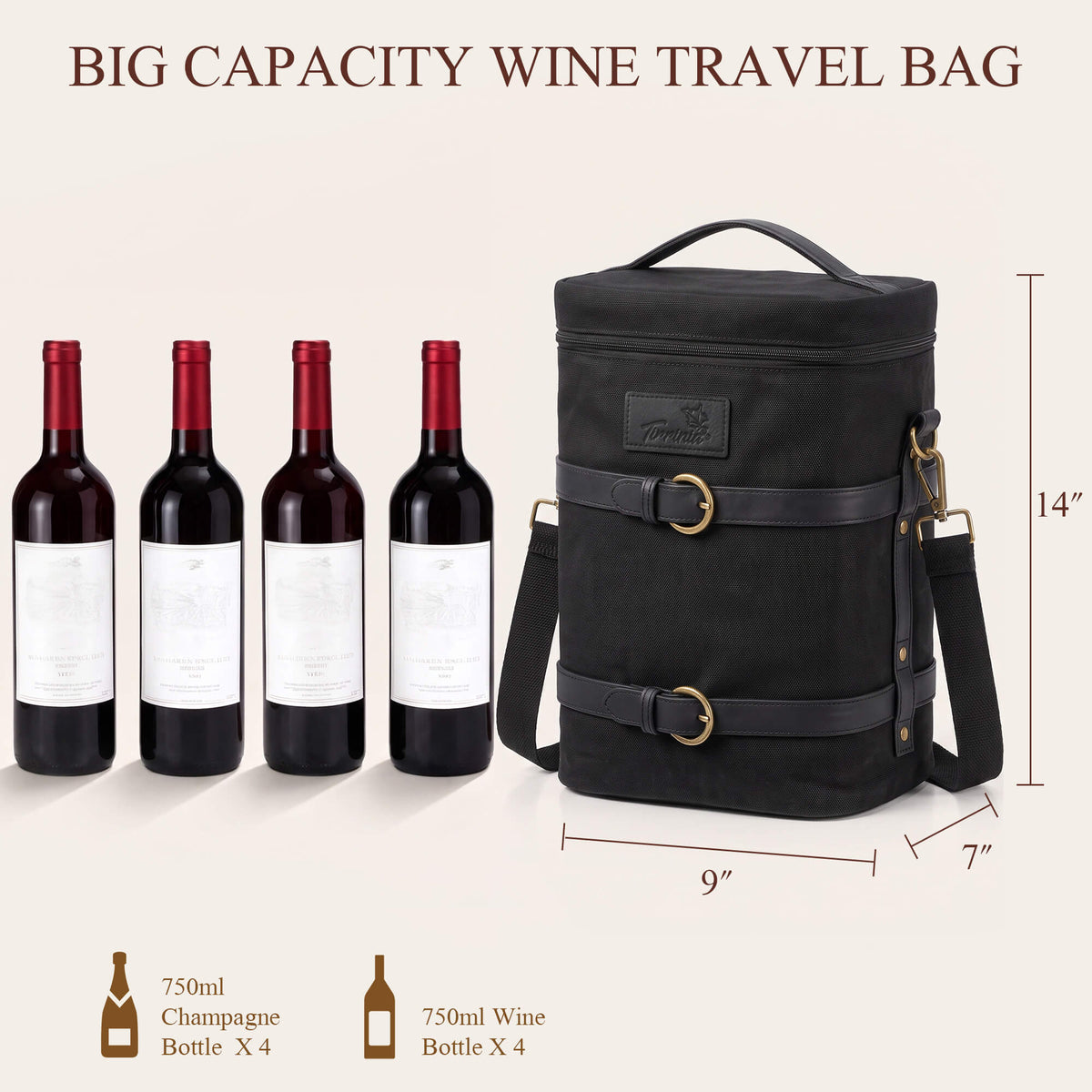 Tirrinia 4-Bottle Insulated Wine Carrier — Picnic-Ready, Leakproof & Stylish