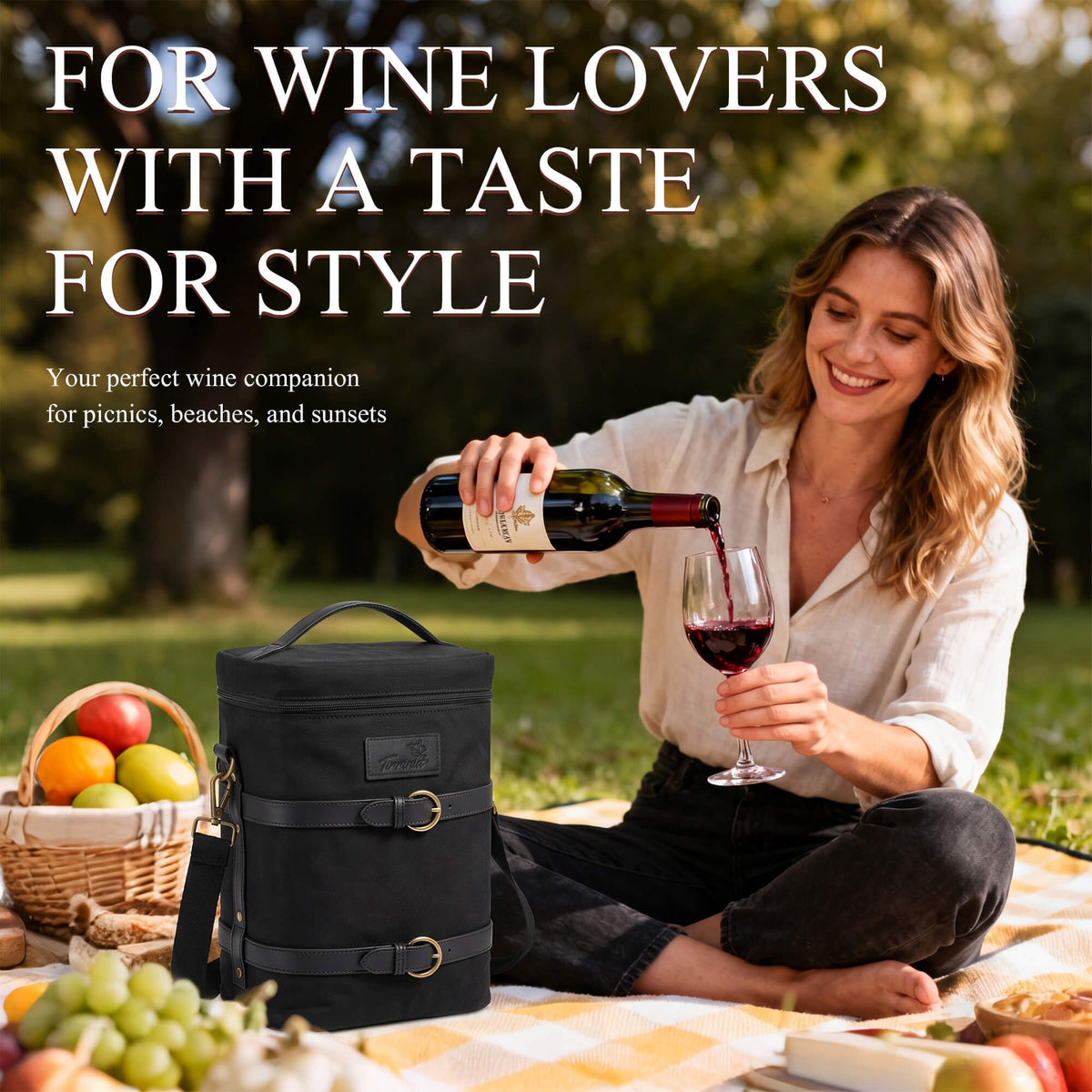 Tirrinia 4-Bottle Insulated Wine Carrier — Picnic-Ready, Leakproof & Stylish