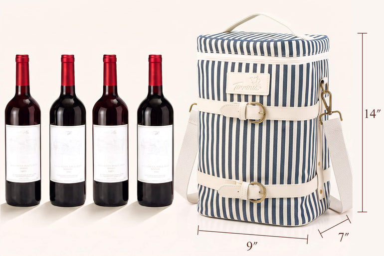 Tirrinia 4-Bottle Insulated Wine Carrier — Picnic-Ready, Leakproof & Stylish