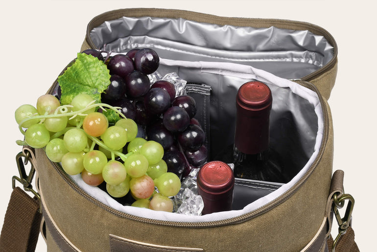 Tirrinia Vintage Canvas 4-Bottle Wine Tote — For Gatherings That Deserve Good Taste front view