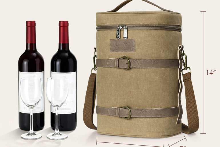 Tirrinia Vintage Canvas 4-Bottle Wine Tote — For Gatherings That Deserve Good Taste side view