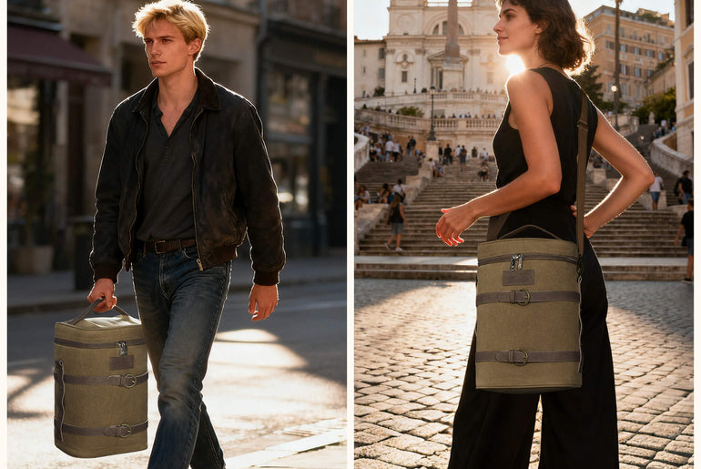 Tirrinia Vintage Canvas 4-Bottle Wine Tote — For Gatherings That Deserve Good Taste back view