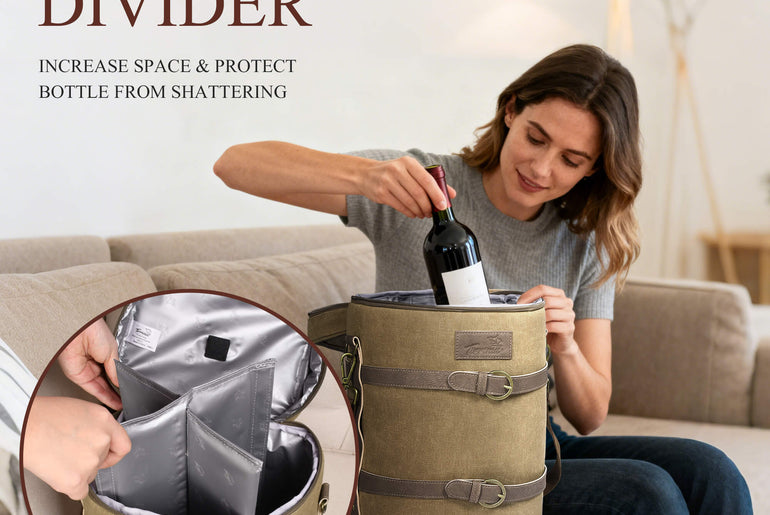 Tirrinia Vintage Canvas 4-Bottle Wine Tote — For Gatherings That Deserve Good Taste detail view