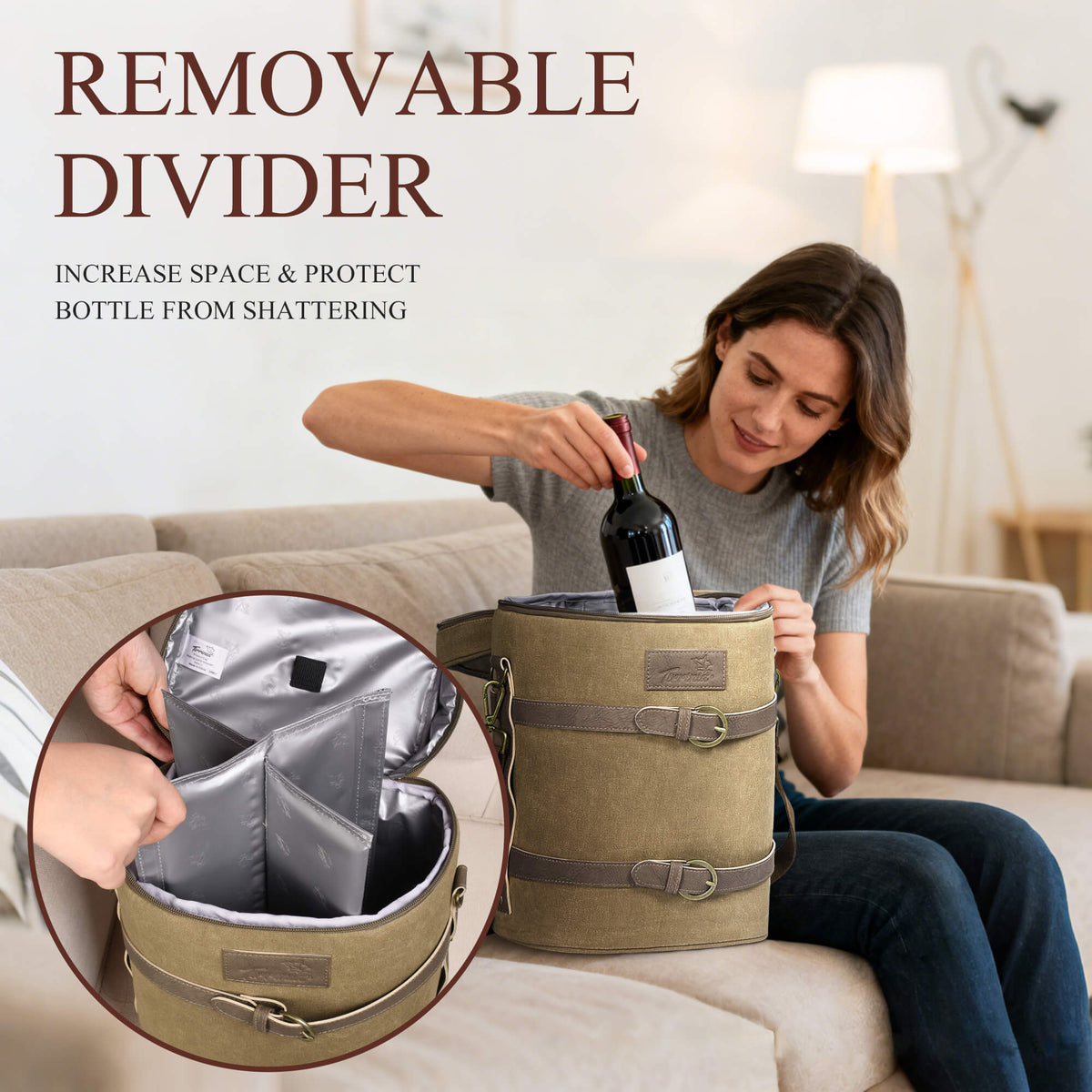 Tirrinia Vintage Canvas 4-Bottle Wine Tote — For Gatherings That Deserve Good Taste detail view