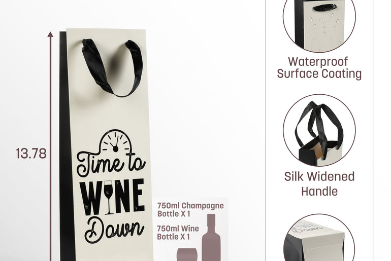 Tirrinia 12pcs Silk Handles Recyclable Paper Wine Gift Bags front view