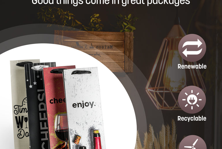 Tirrinia 12pcs Silk Handles Recyclable Paper Wine Gift Bags product image 6
