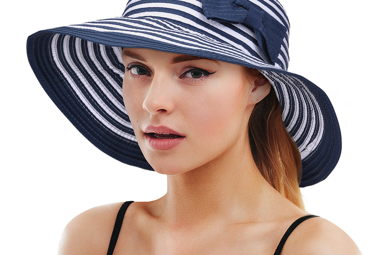 Tirrinia Elegant Chic Women's Striped Straw Hat with Bow Tie - Fashion Accessories -> Clothes Accessories -> Hats product pho
