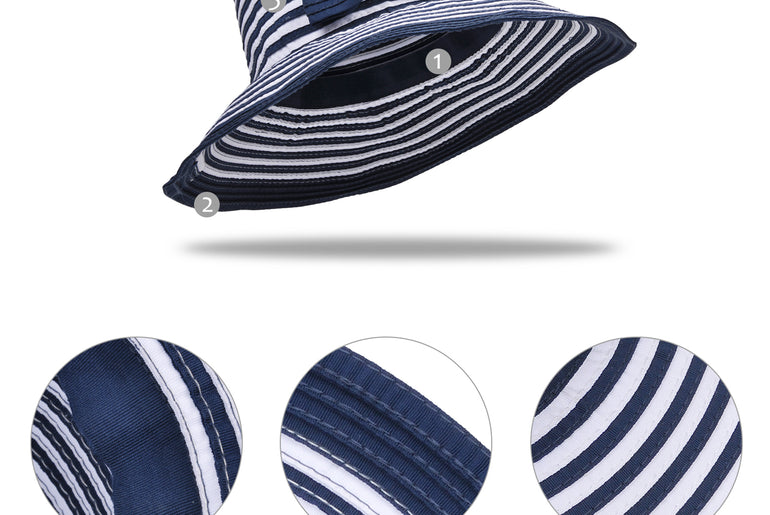 Tirrinia Elegant Chic Women's Striped Straw Hat with Bow Tie front view